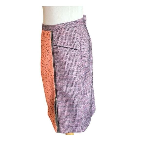 Rebecca Minkoff Tweed Multi Zipper Slits Trendy Pink Pencil Skirt Designer 8 - Picture 4 of 7
